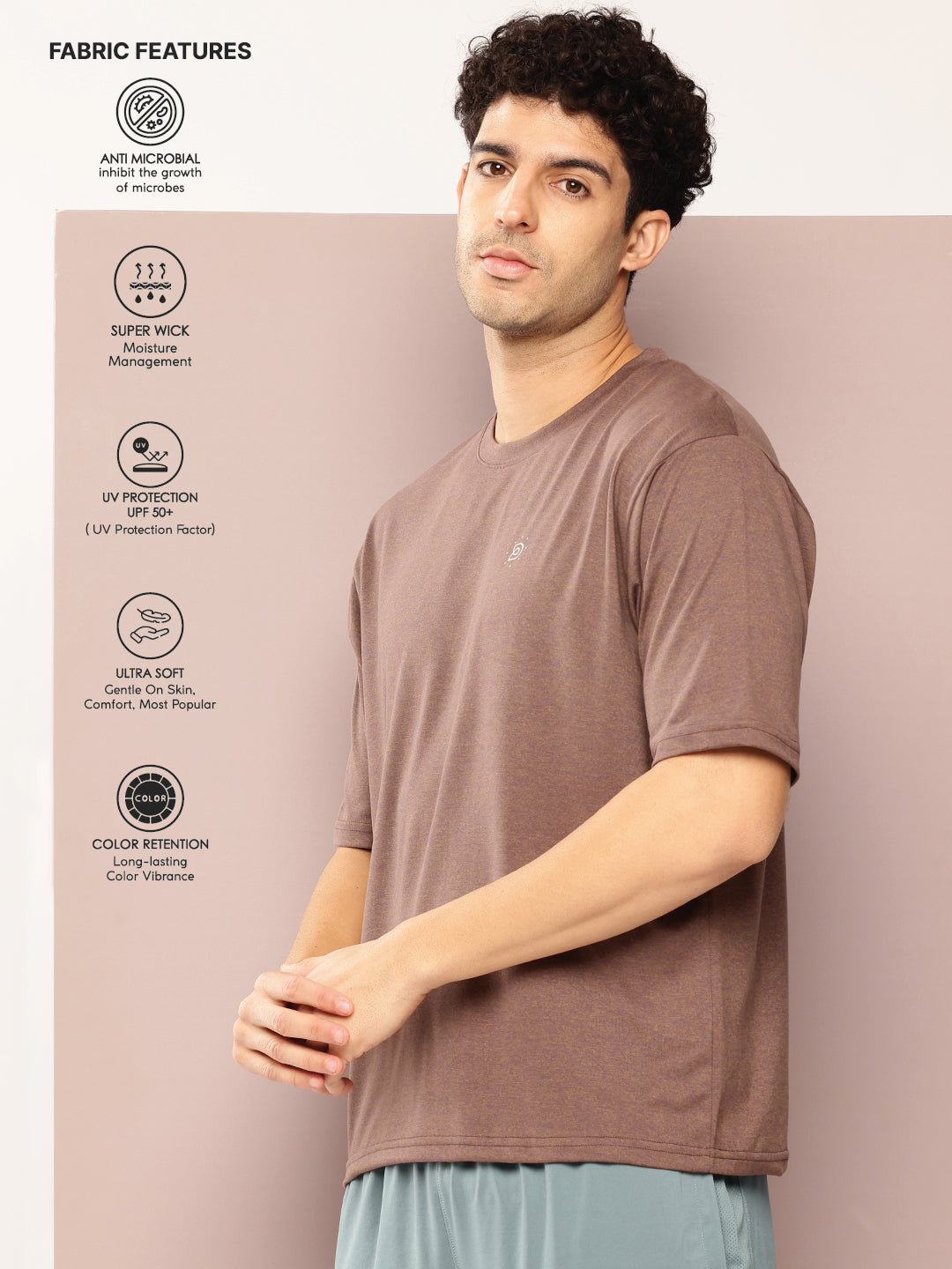 Mens Short Sleeve Round Neck Oversized Polyster Tshirt