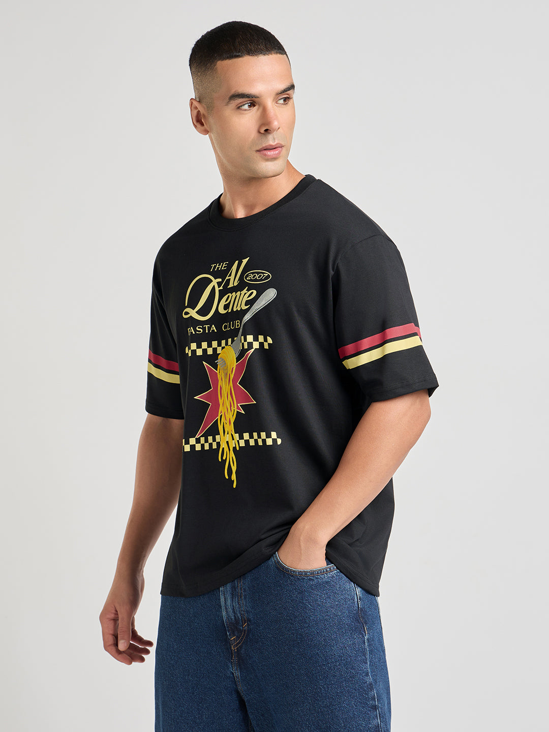 Mens Printed Oversized Half Sleeve Round Neck Tshirt