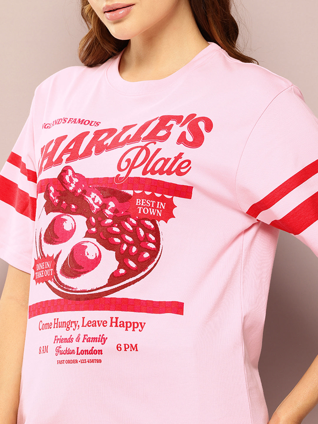 Womens Short Sleeve Printed Oversized Fit Tshirt