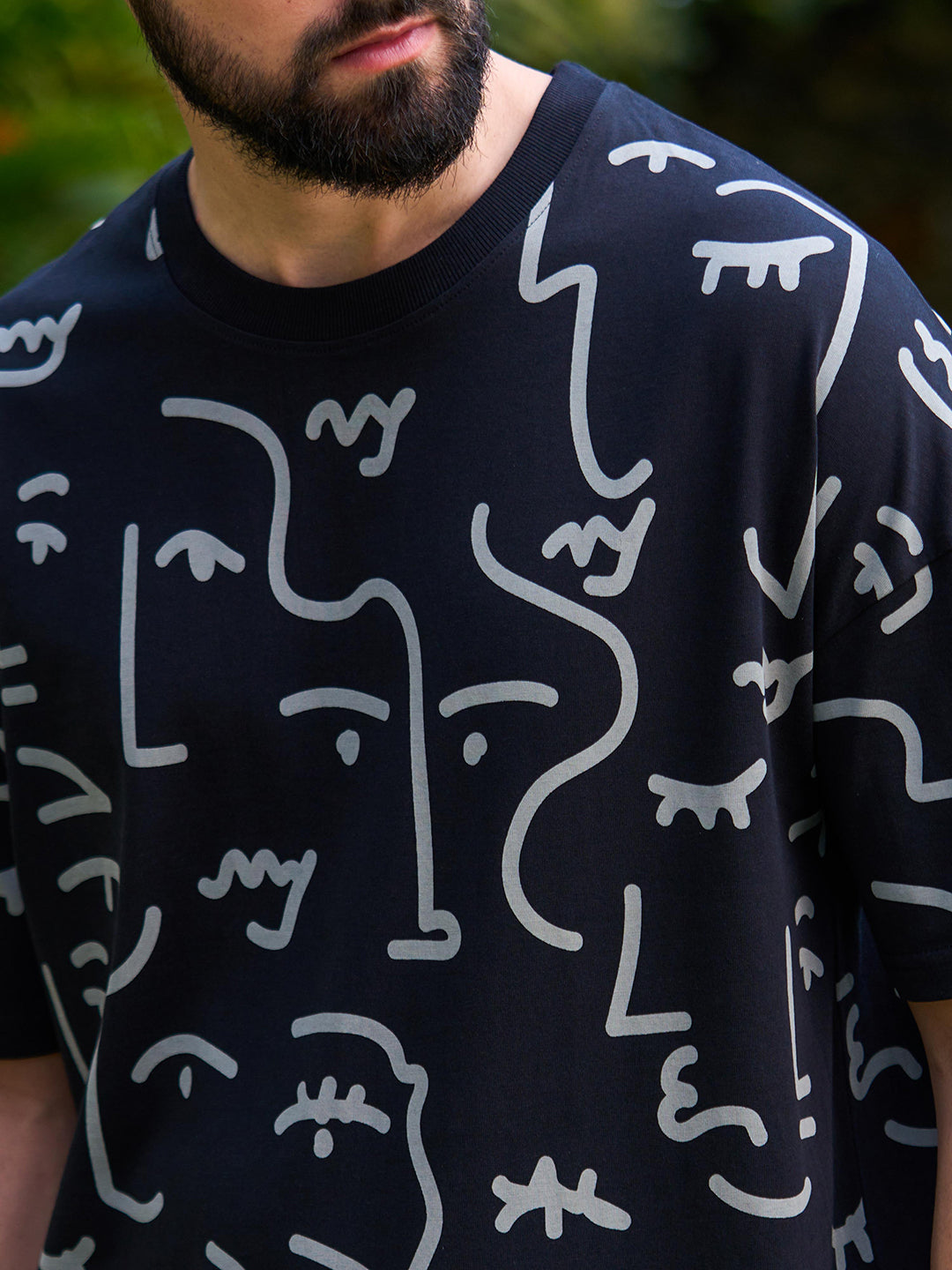 Mens Half Sleeve Drop Shoulder Printed Oversized Fit T-Shirts