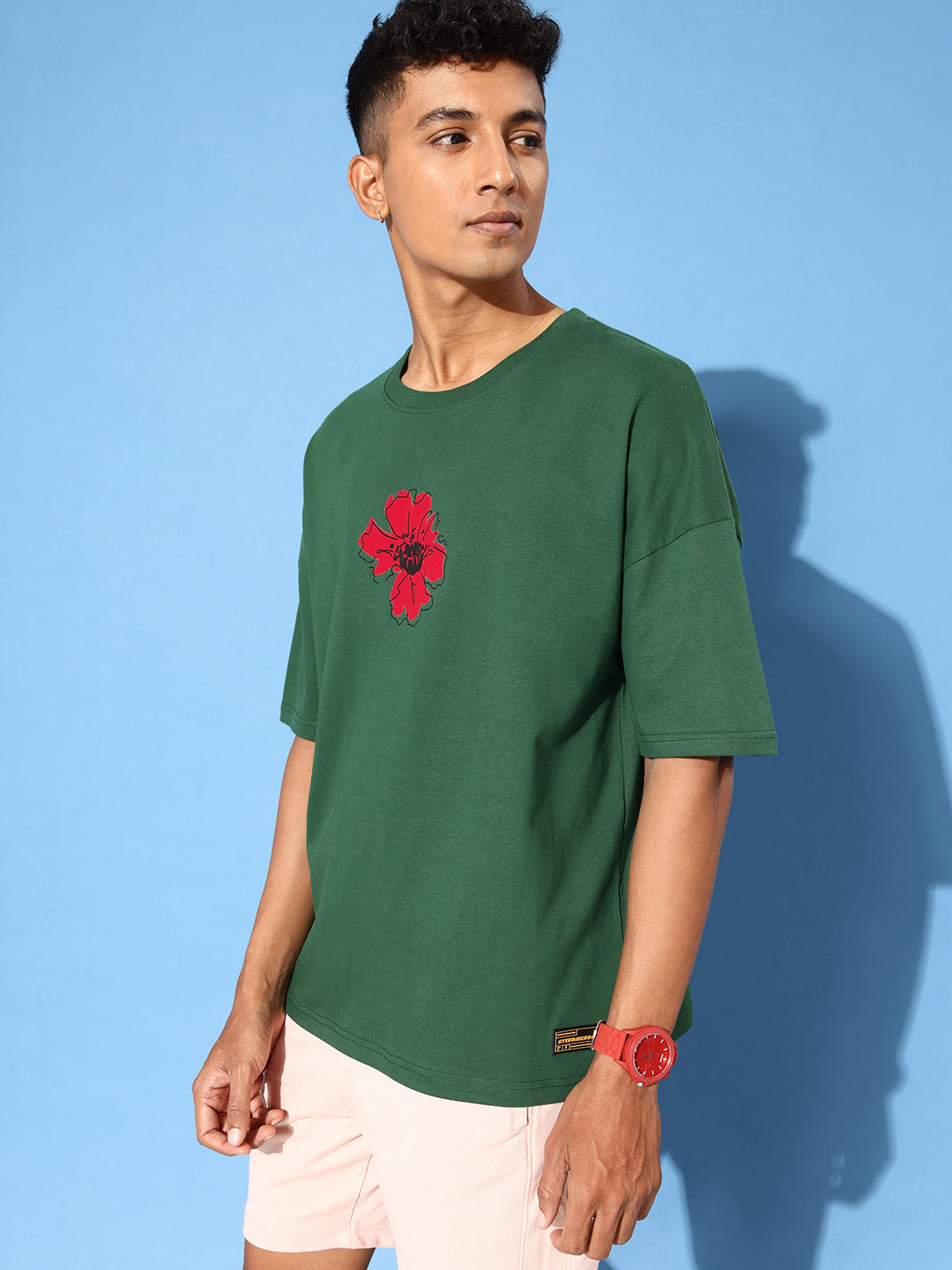 Mens Half Sleeve Drop Shoulder Printed Oversized Fit T-Shirts