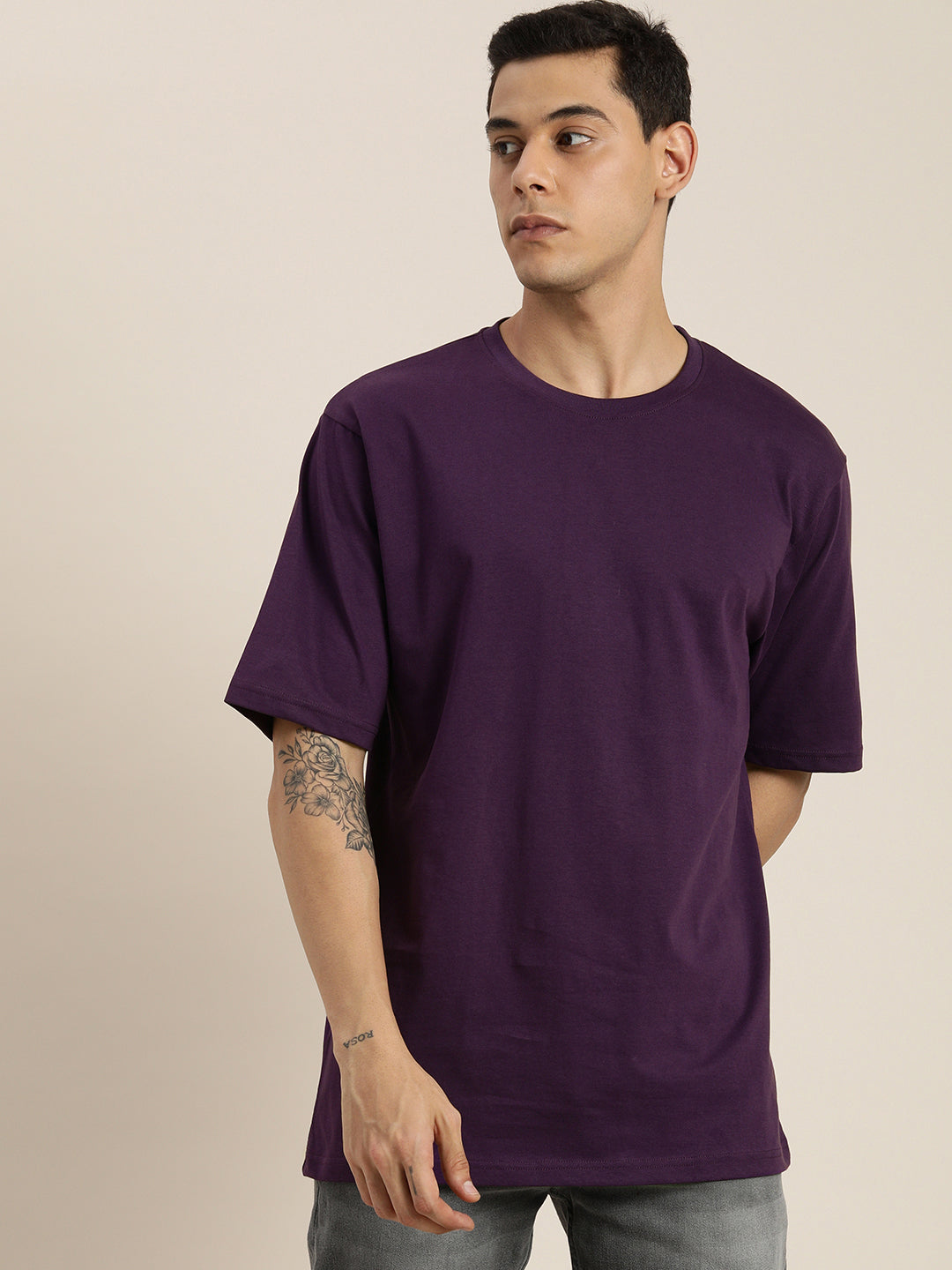 Mens Half Sleeve Round Neck Oversized Fit T-Shirts