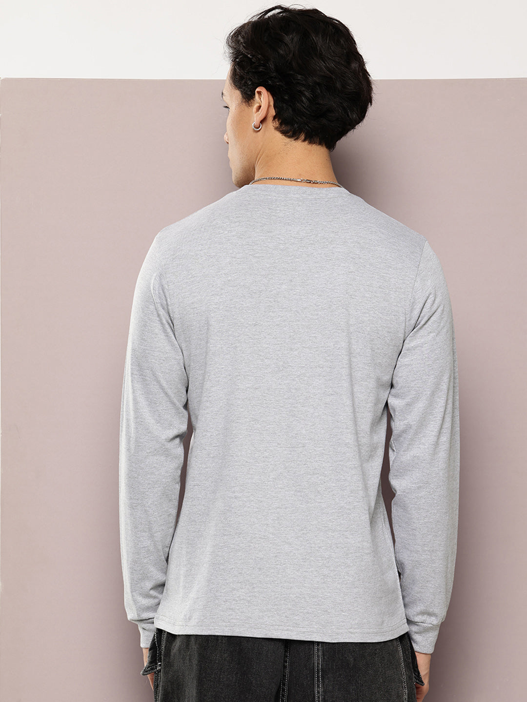 Mens Full Sleeve Round Neck Solid Regular Fit Tshirts