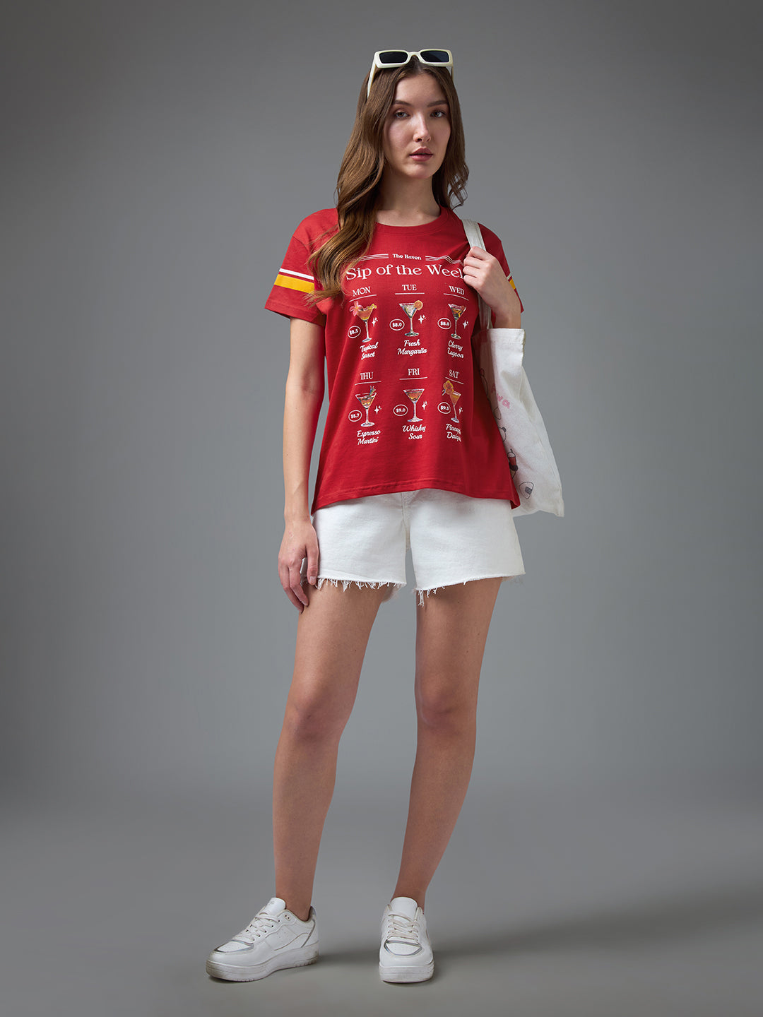 Womens Printed Round Neck Boxy Fit Tshirt