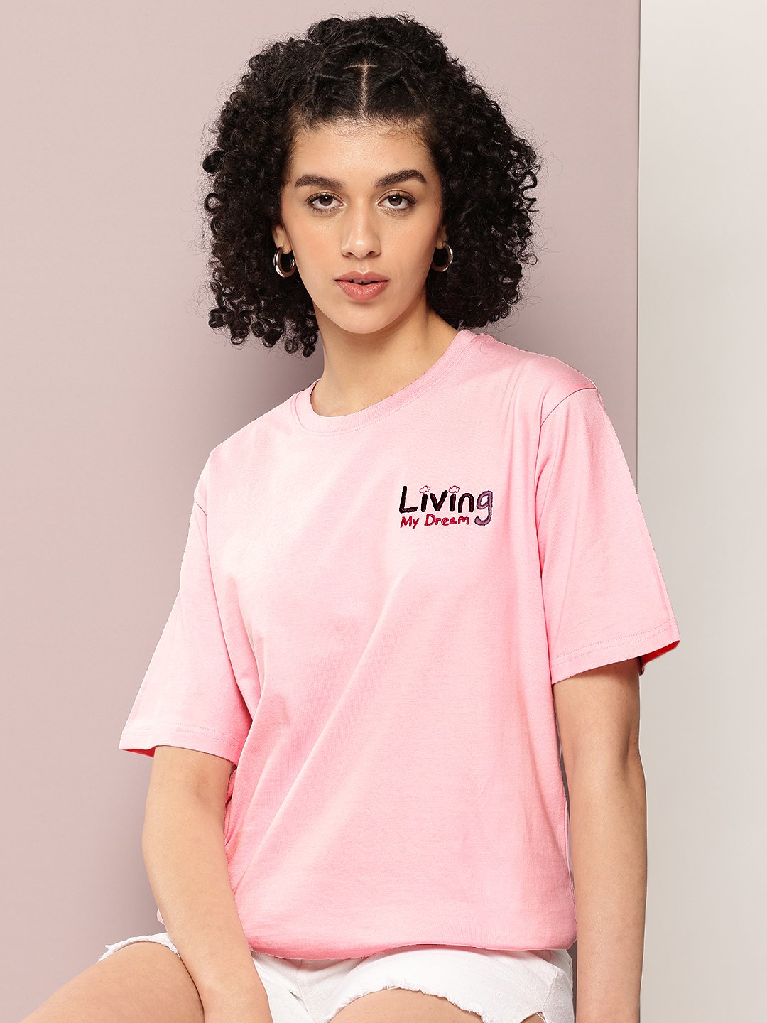 Womens Half Sleeve Round Neck Oversized Fit T-Shirts