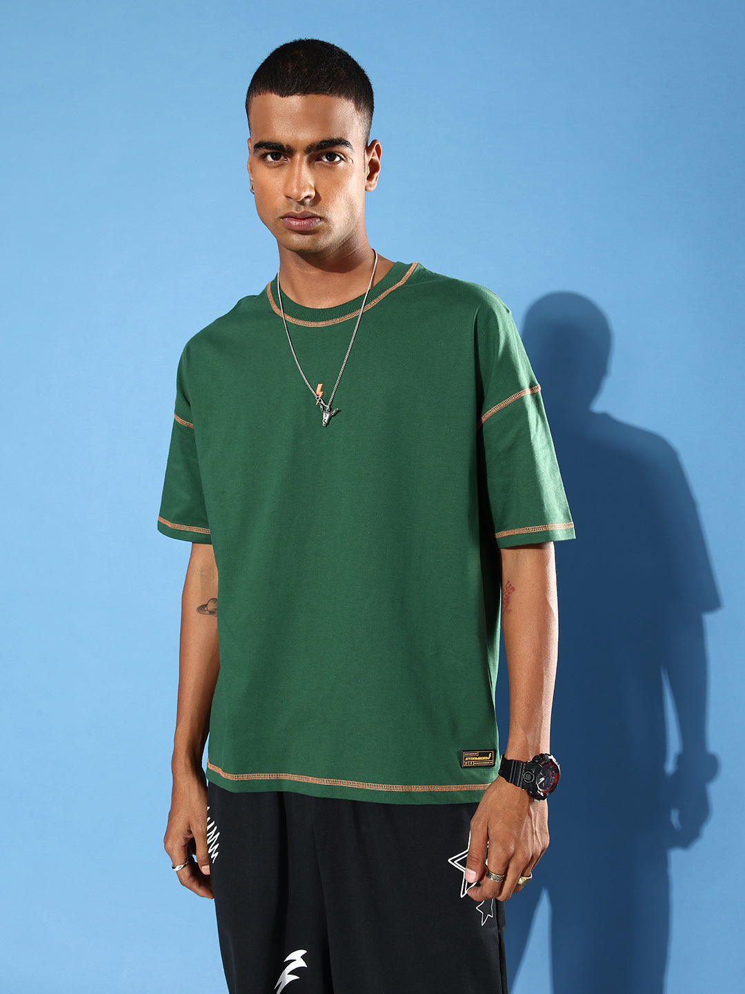Mens Half Sleeve Drop Shoulder Plain Oversized Fit T-Shirts