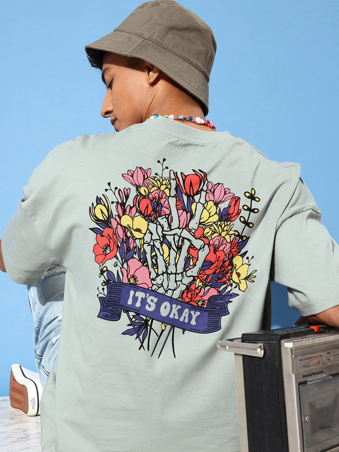 Mens Half Sleeve Drop Shoulder Printed Oversized Fit T-Shirts