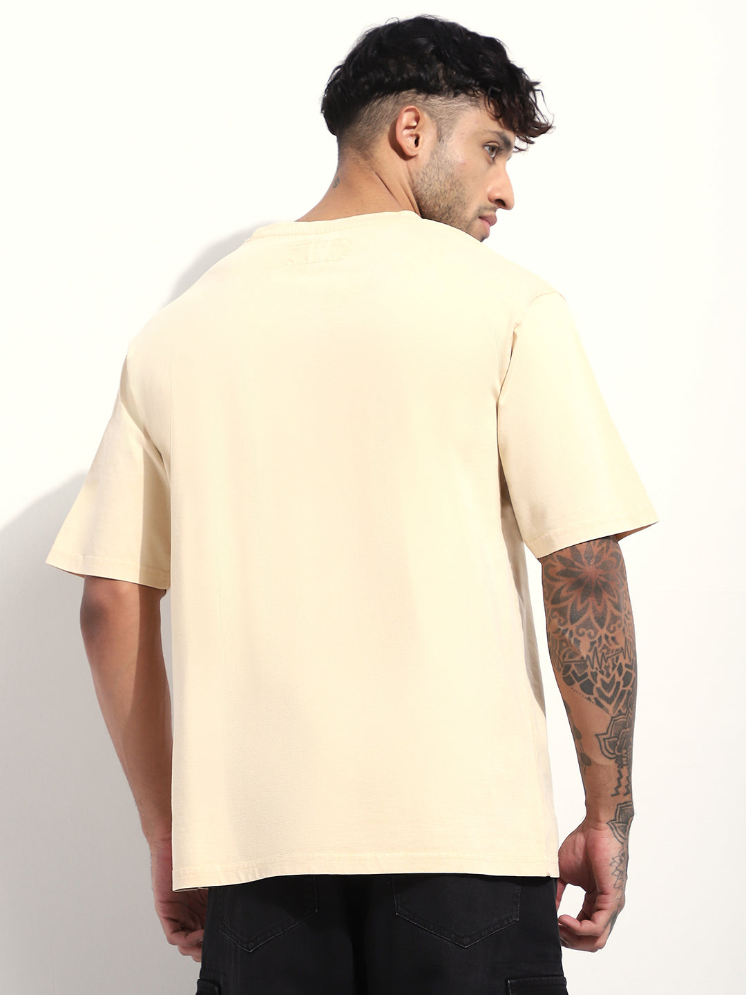 Mens Half Sleeve Round Neck Embroidered Oversized Fit Tshirts