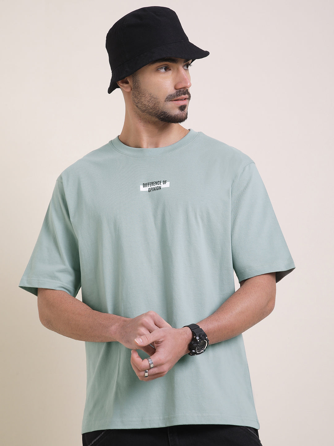 Mens Half Sleeve Round Neck Back Printed Oversized Fit Tshirts