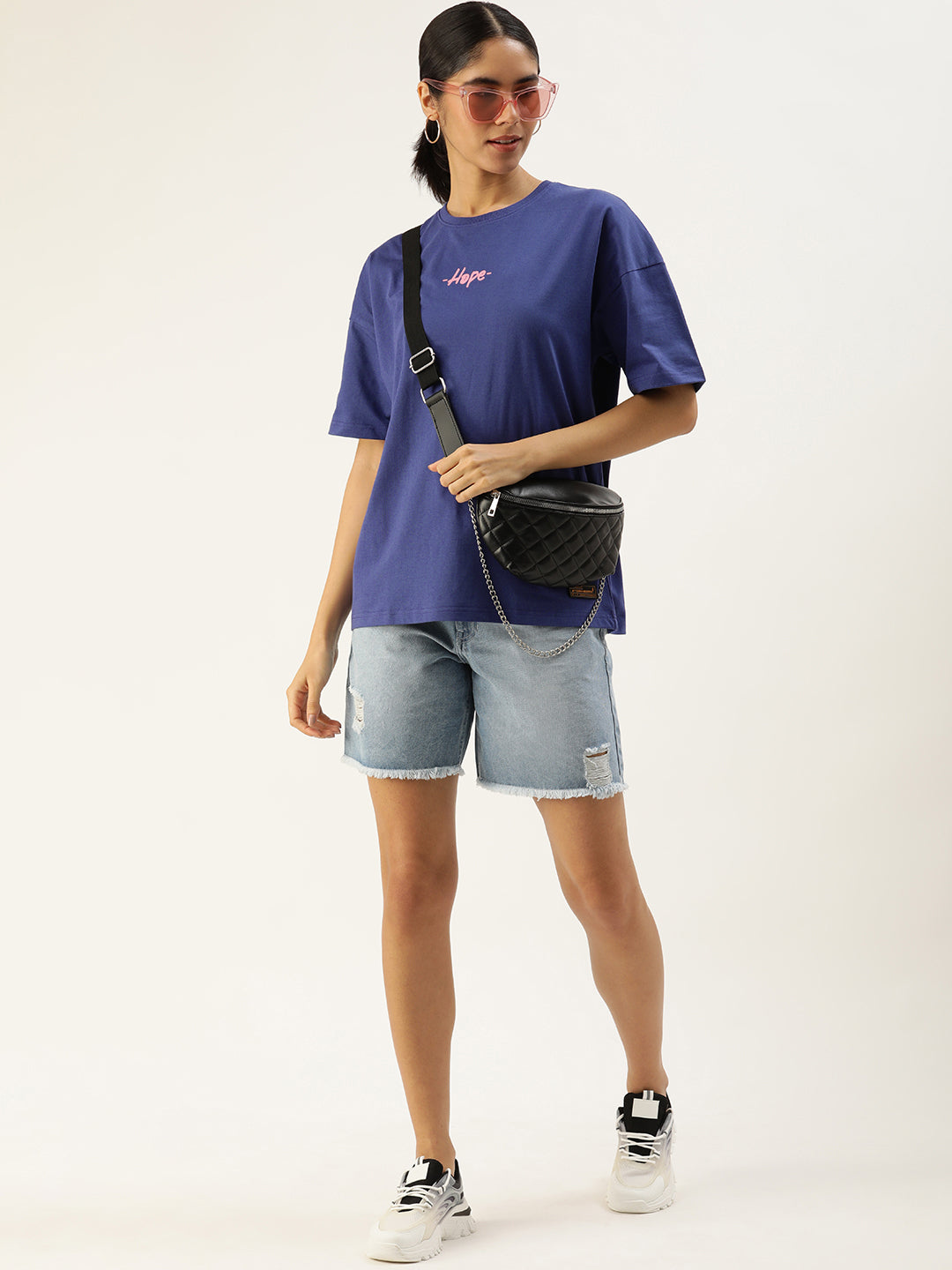 Womens Half Sleeve Drop Shoulder Printed Oversized Fit T-Shirts