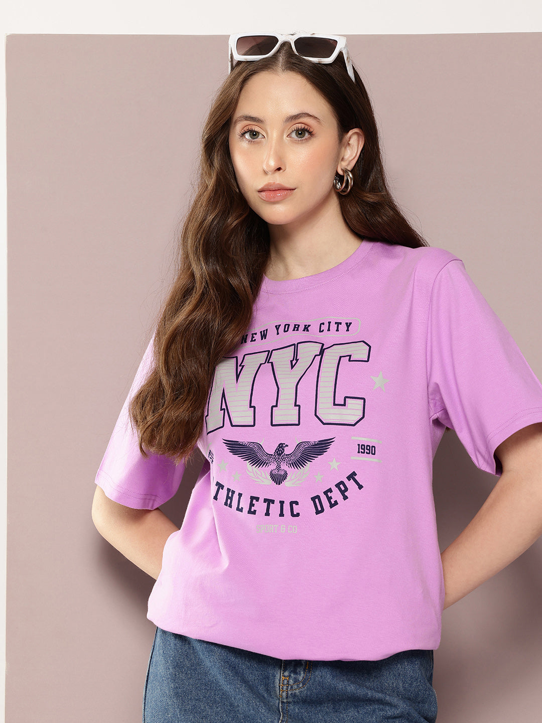 Womens Half Sleeve Round Neck Printed Oversized Fit Tshirts