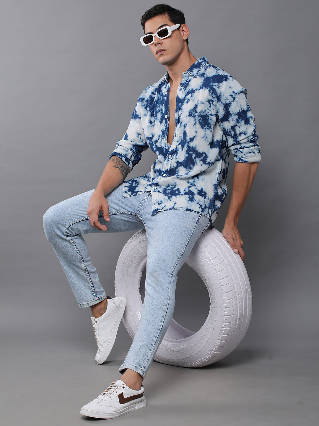 Men Floral Printed Full Sleeve Casual Shirt