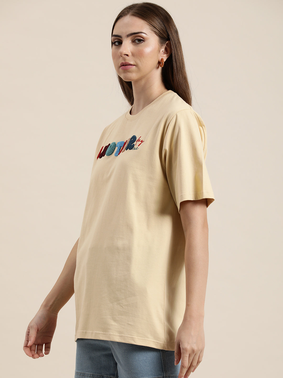 Womens Half Sleeve Round Neck Oversized Fit T-Shirts