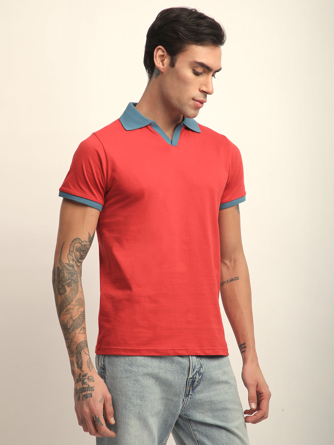 Mens Half Sleeve Polo Neck Solid Regular Fit Tshirts