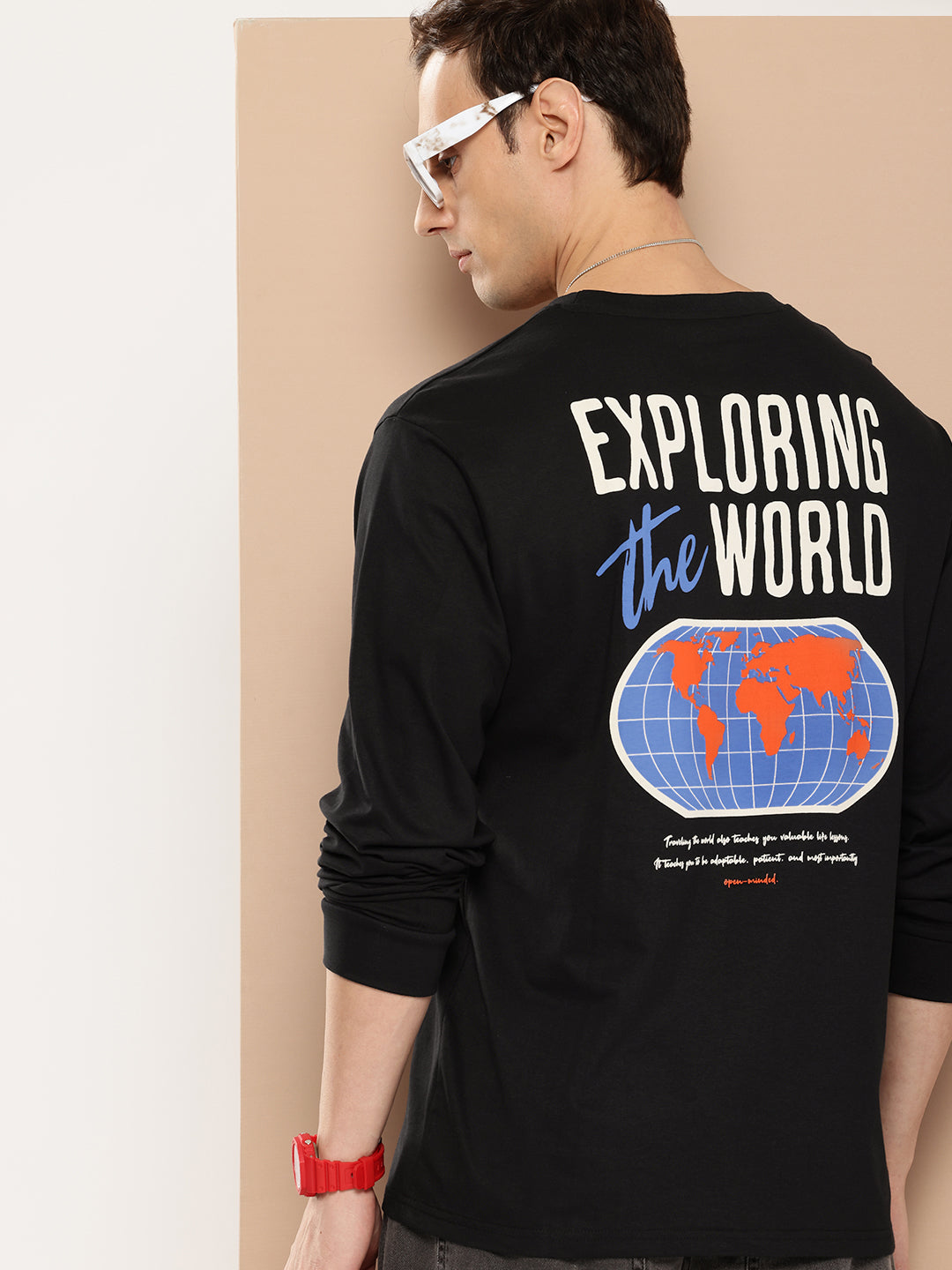 Mens Full Sleeve Round Neck Back Printed Oversized Fit Tshirts
