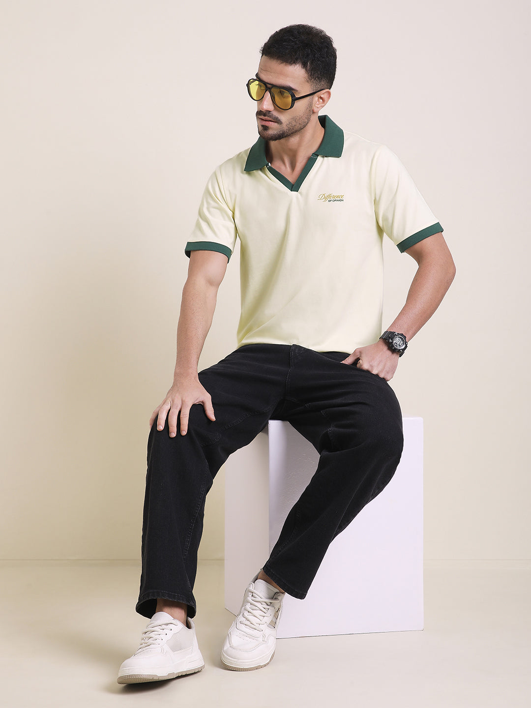 Mens Half Sleeve Polo Neck Back Printed Relaxed Fit Tshirts