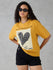 Womens Half Sleeve Puff Printed Oversized Fit Tshirt