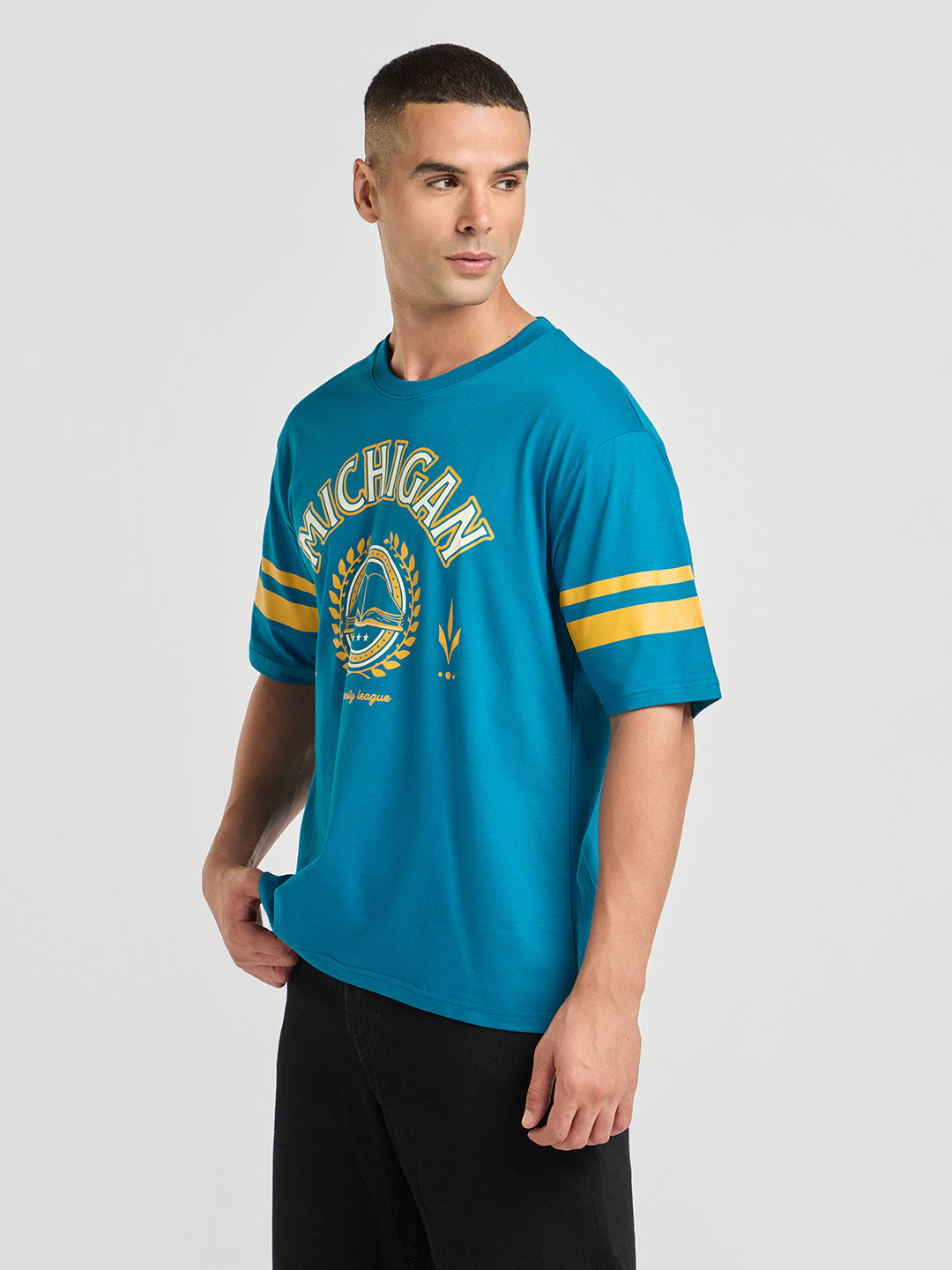 Mens Printed Oversized Half Sleeve Round Neck Tshirt