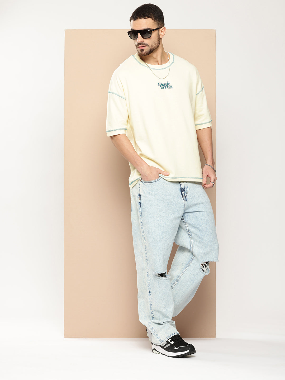 Mens Half Sleeve Round Neck Back Printed Oversized Fit Tshirts