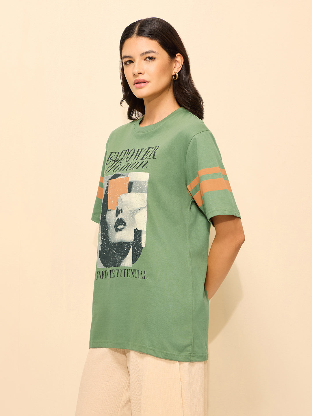 Womens Printed Oversized Cotton T-Shirt