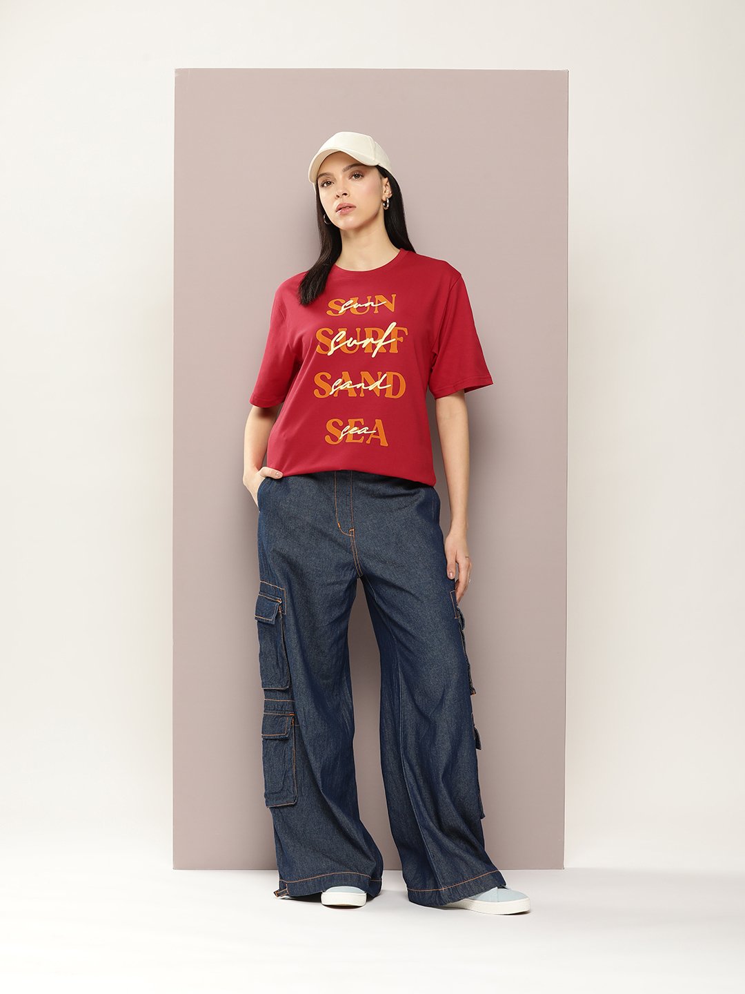 Womens Half Sleeve Round Neck Oversized Fit T-Shirts