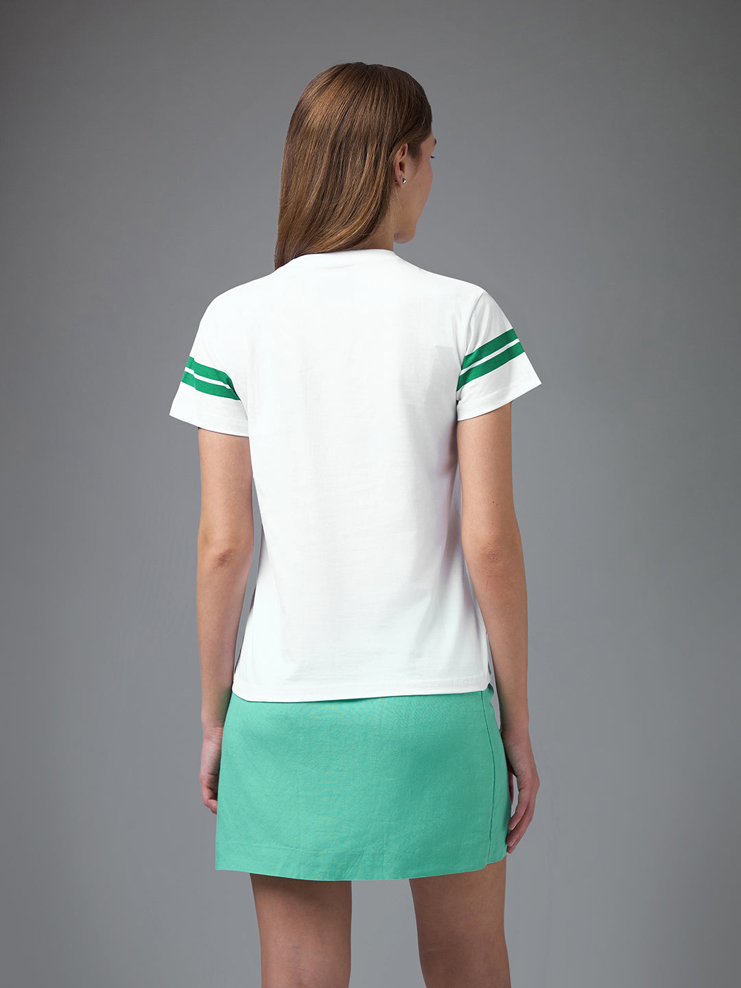Womens Printed Round Neck Regular Fit Tshirt
