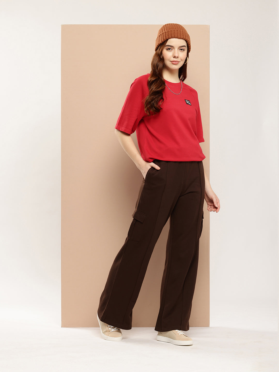 Womens Half Sleeve Round Neck Solid Oversized Fit Tshirts