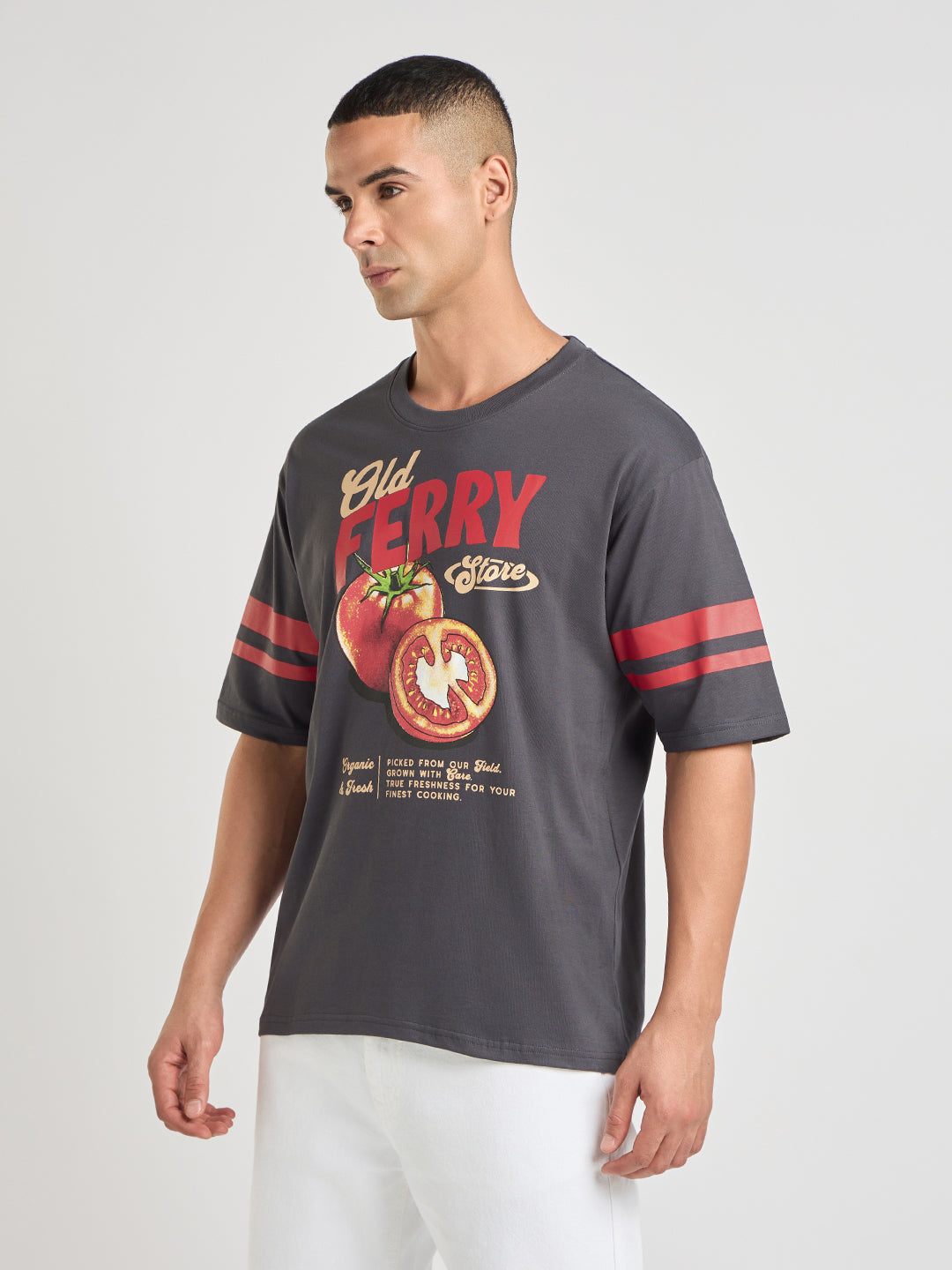 Mens Printed Oversized Cotton Round Neck Tshirt