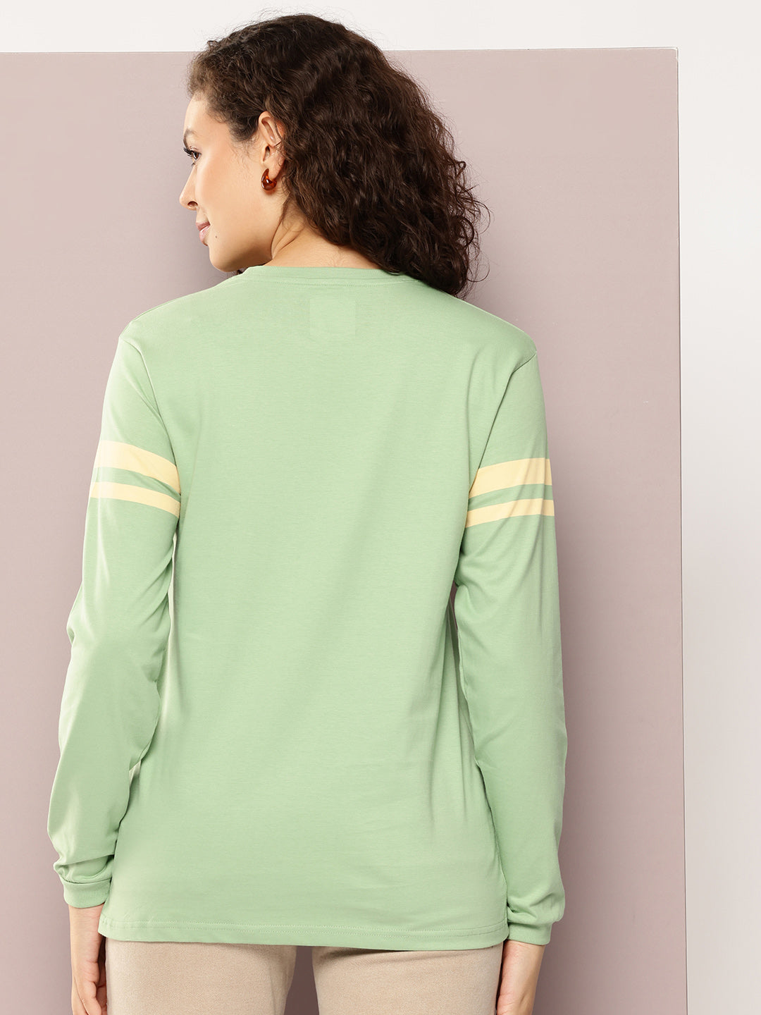 Womens Full Sleeve Round Neck Printed Oversized Fit Tshirts