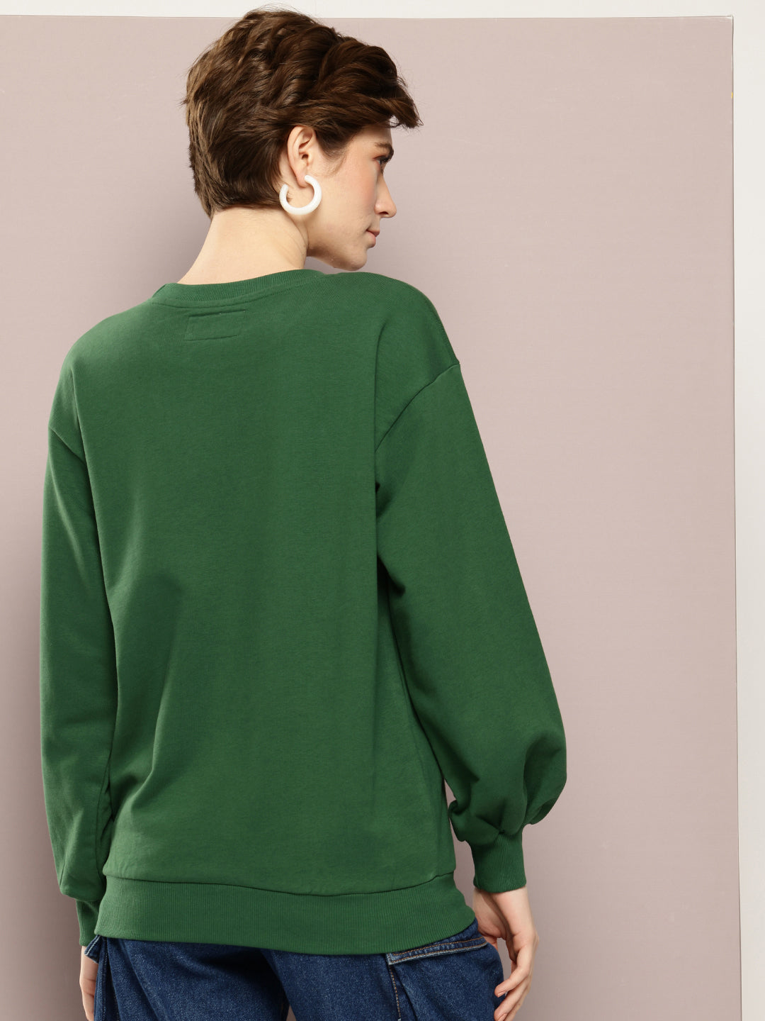 Womens Oversized Puff Printed Sweatshirt