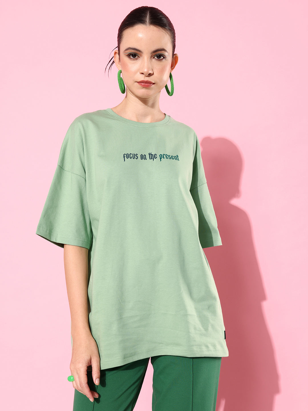 Womens Half Sleeve Drop Shoulder Printed Oversized Fit T-Shirts
