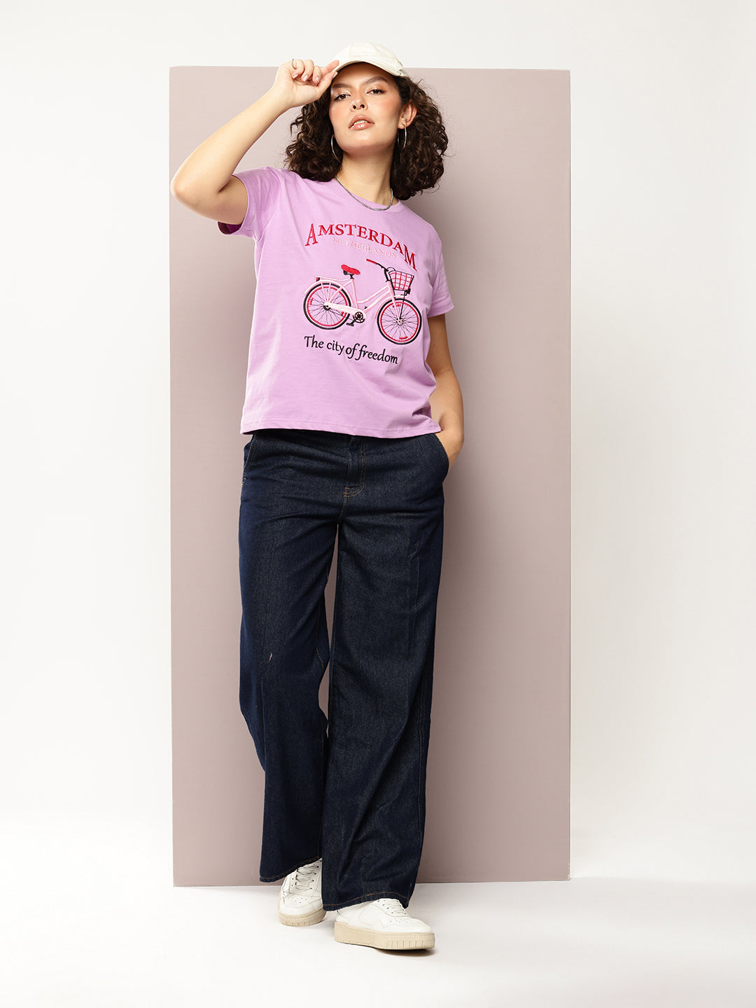 Womens Half Sleeve Round Neck Embroidery Boxy Fit Tshirts