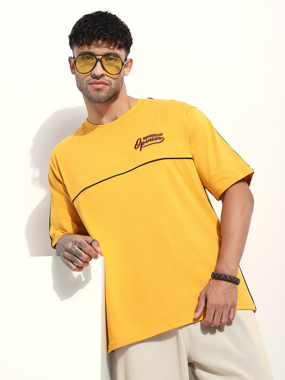 Mens Half Sleeve Round Neck Embroidered Oversized Fit Tshirts