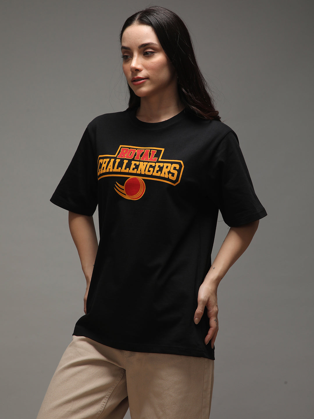 Womens Half Sleeve Round Neck Printed Oversized Fit Tshirts