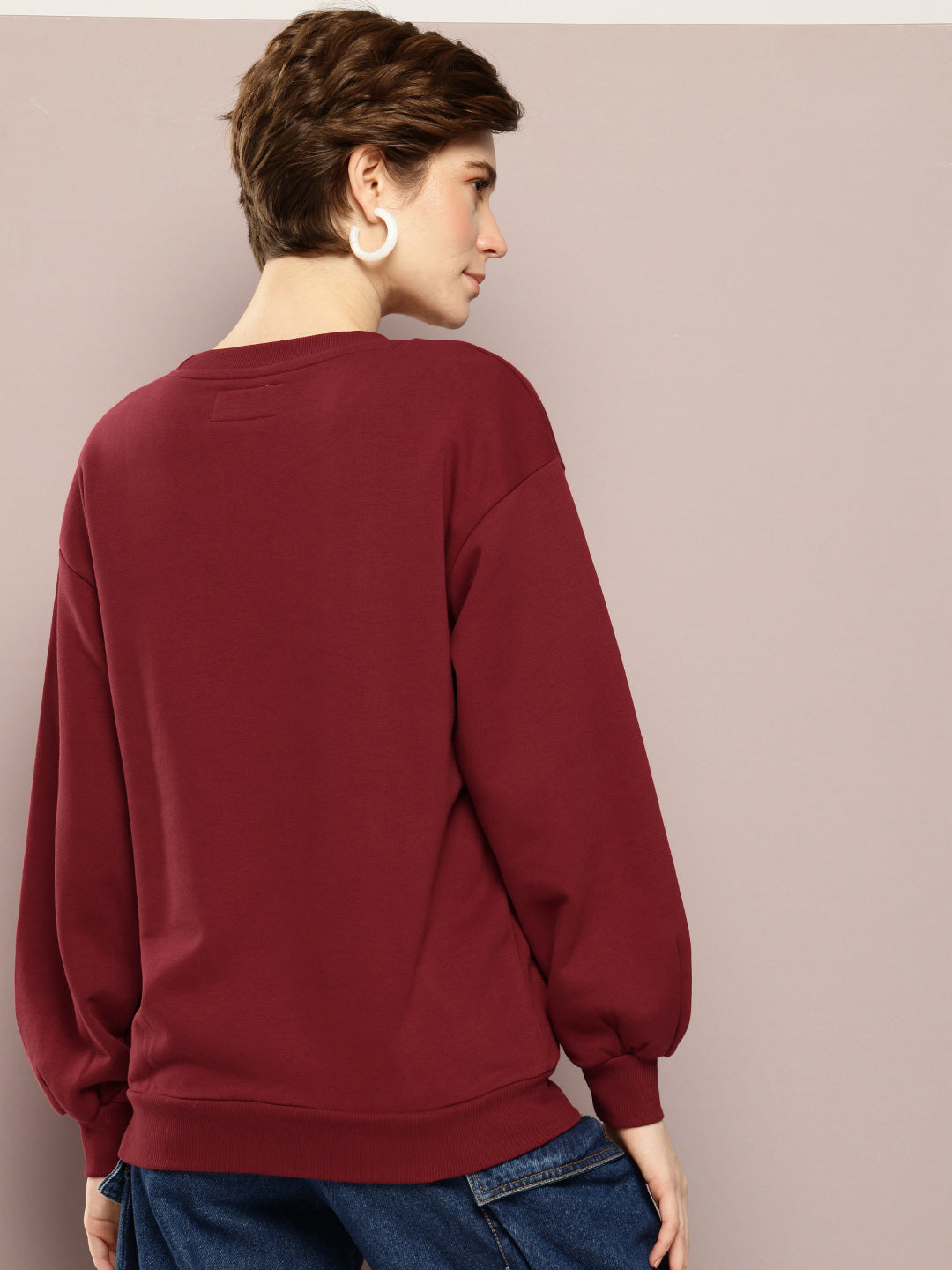 Womens Oversized Puff Printed Sweatshirt