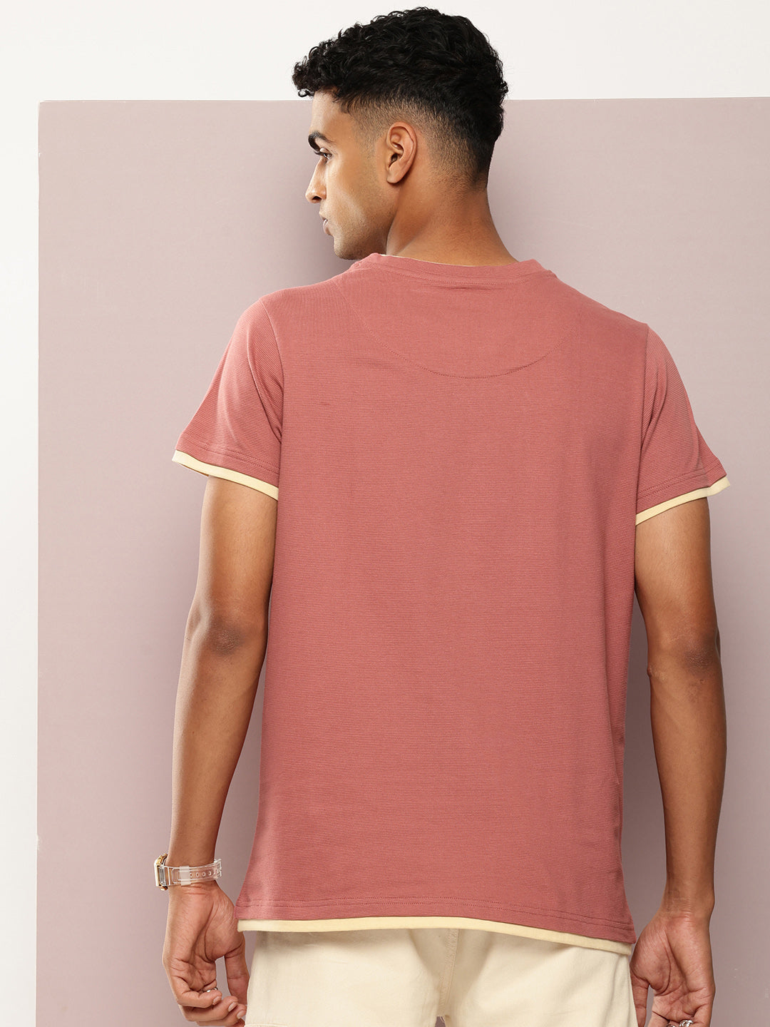 Mens Half Sleeve V-Neck Solid Regular Fit Tshirts