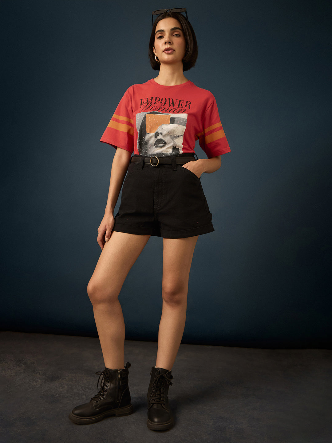 Womens Short Sleeve Printed Oversized Fit Tshirt 