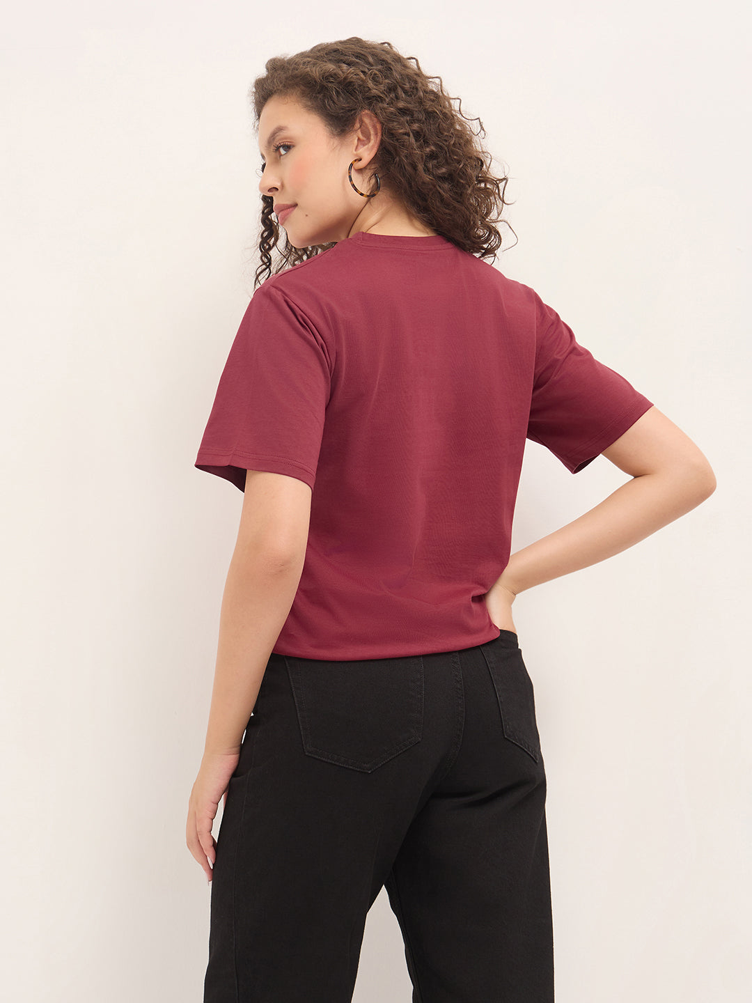Womens Half Sleeve Round Neck Printed Oversized Fit Tshirts