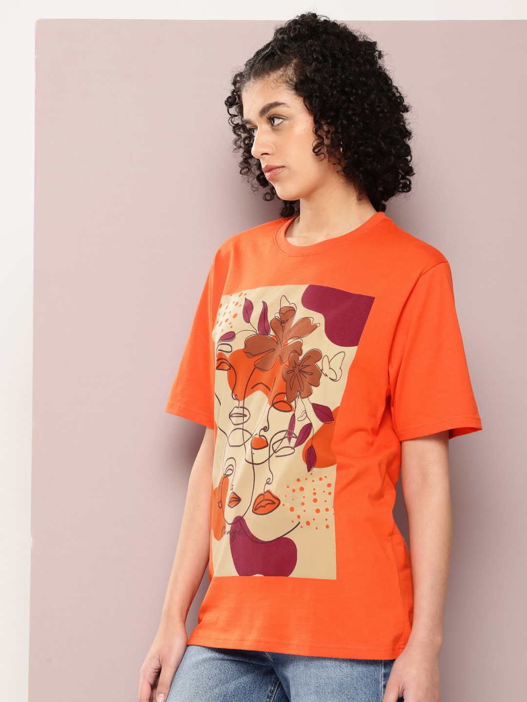 Womens Half Sleeve Round Neck Oversized Fit T-Shirts