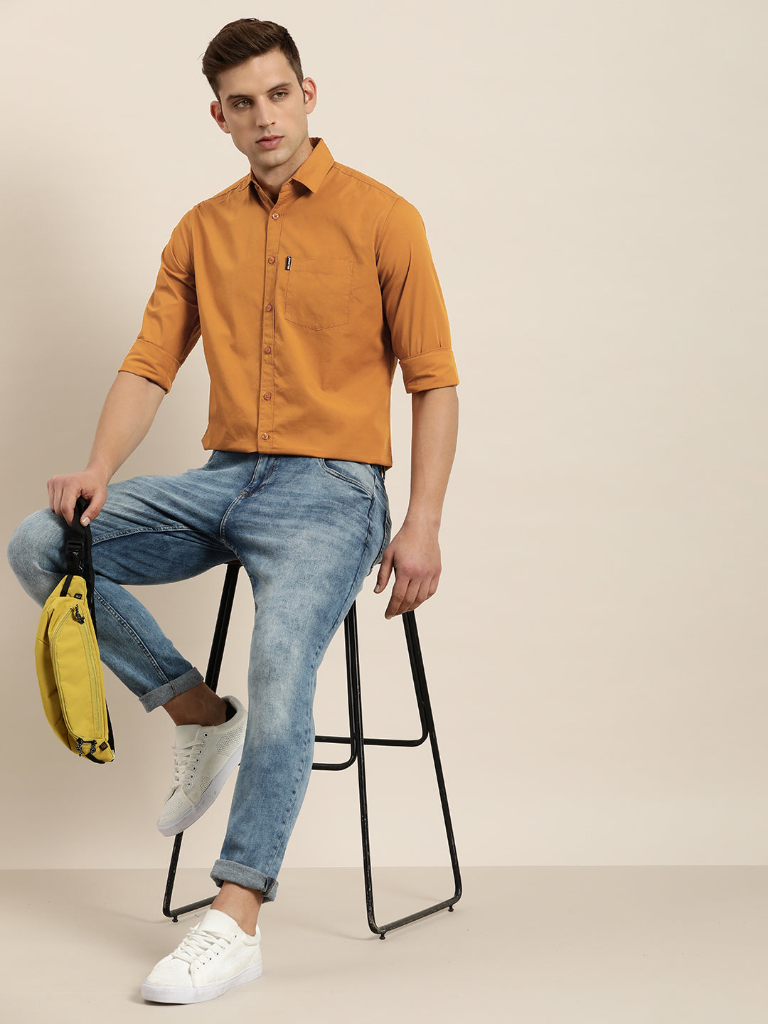Mens Plain Full Sleeve Shirt With Pocket