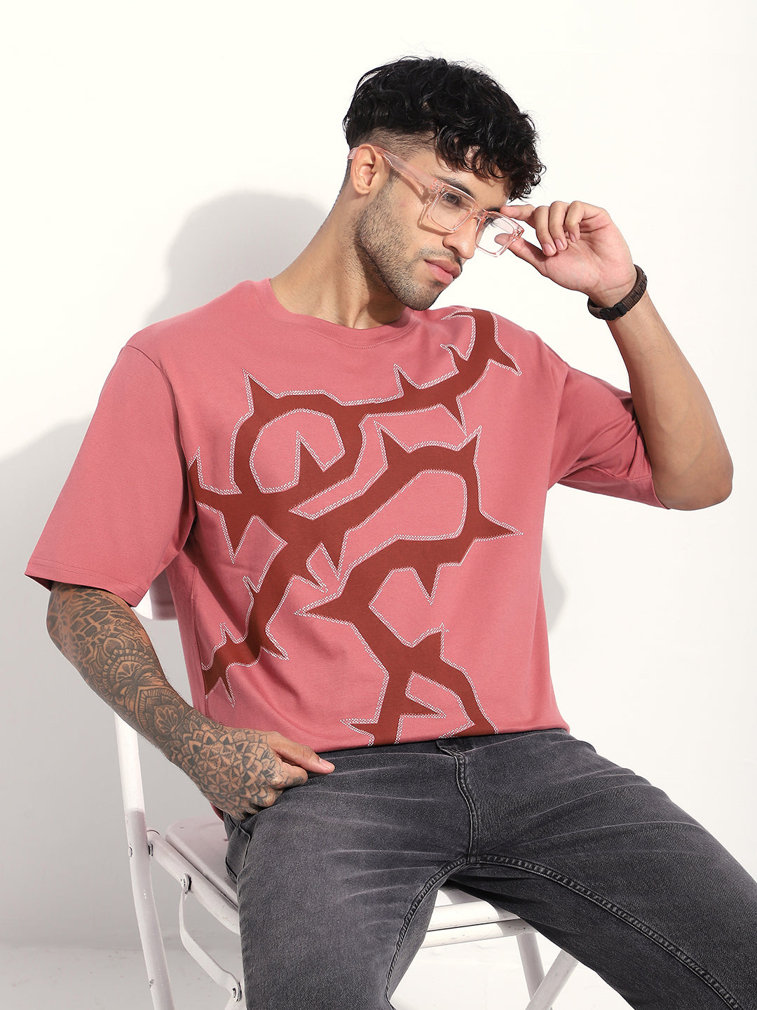 Mens Half Sleeve Round Neck Printed Oversized Fit Tshirts