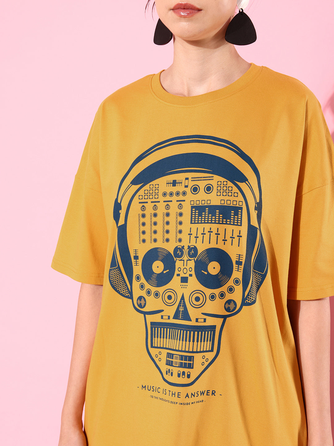 Womens Half Sleeve Drop Shoulder Printed Oversized Fit T-Shirts