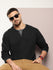 Mens Full Sleeve V-Neck Solid Oversized Fit Tshirts