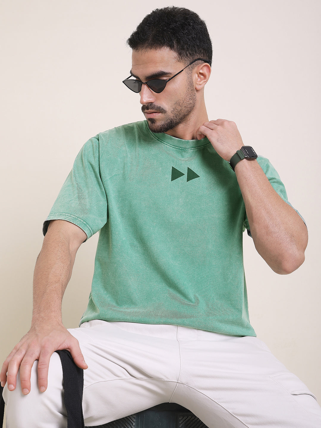 Mens Half Sleeve Round Neck Back Printed Oversized Fit Tshirts