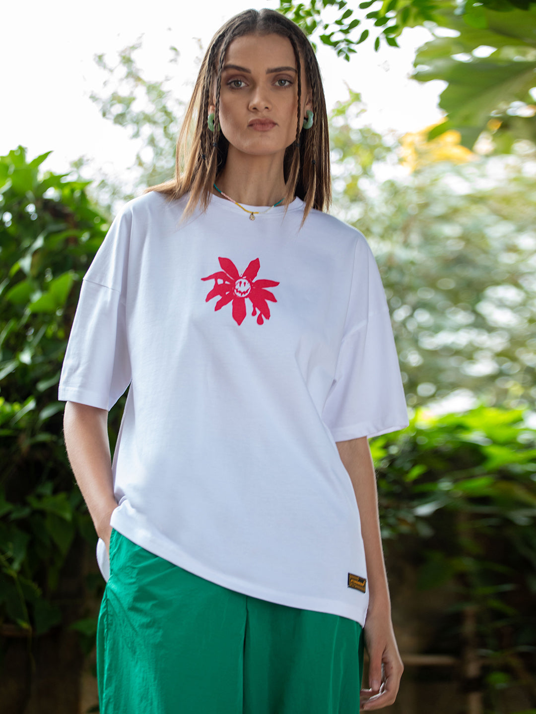 Womens Half Sleeve Drop Shoulder Printed Oversized Fit T-Shirts