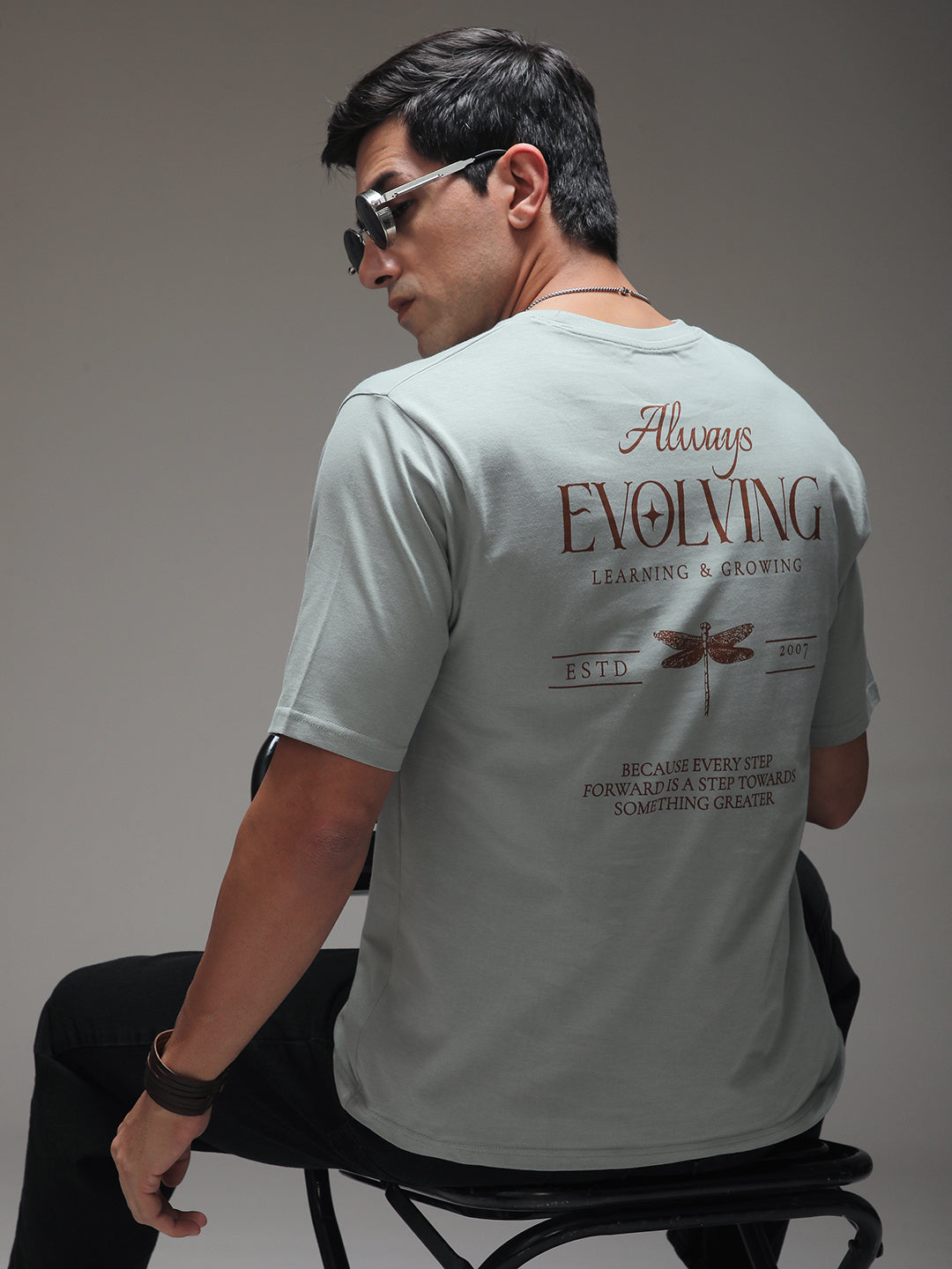 Mens Half Sleeve Round Neck Back Printed Oversized Fit Tshirts