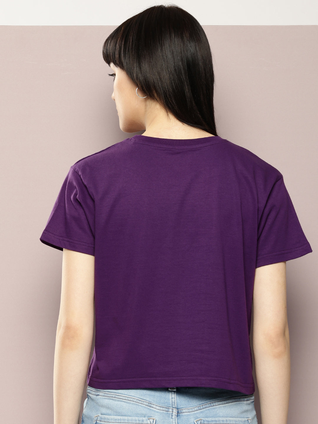 Womens Half Sleeve Round Neck Solid Boxy Fit Tshirts