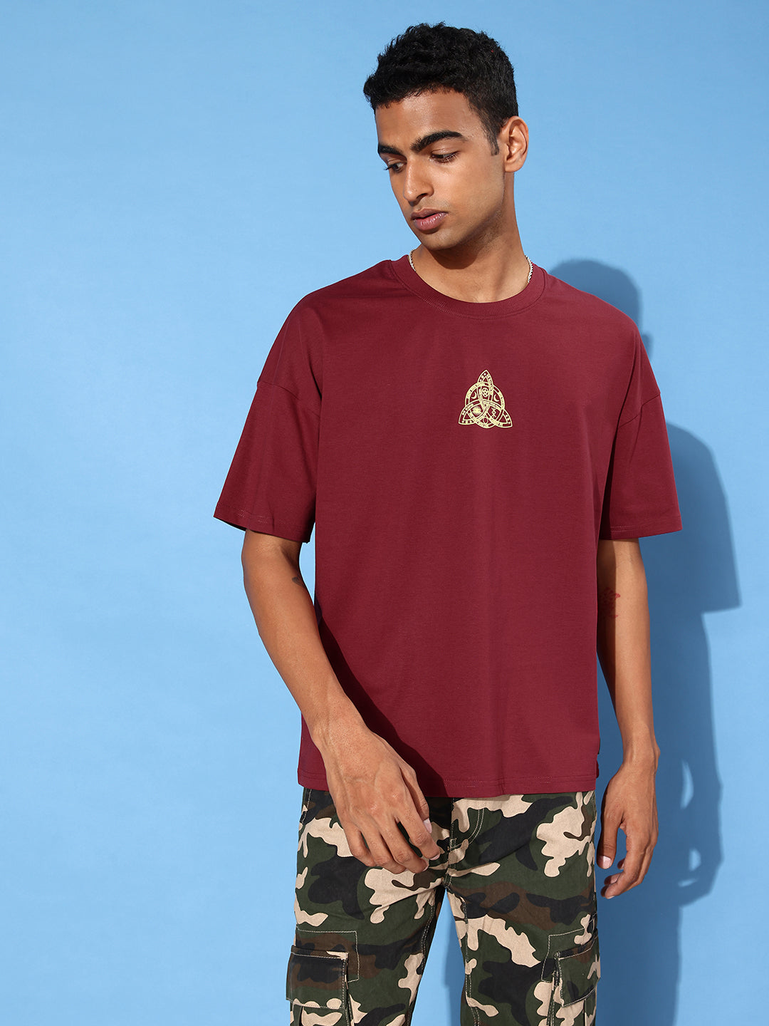 Mens Half Sleeve Drop Shoulder Printed Oversized Fit T-Shirts