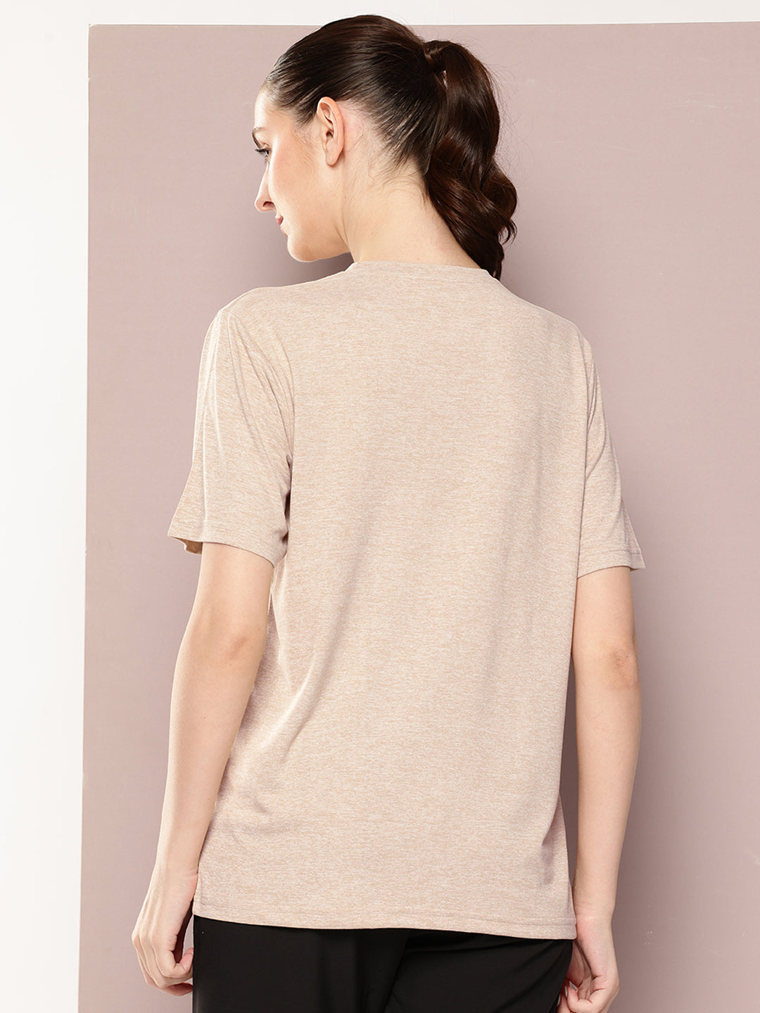 Womens Short Sleeve Round Neck Oversized Polyster Tshirt
