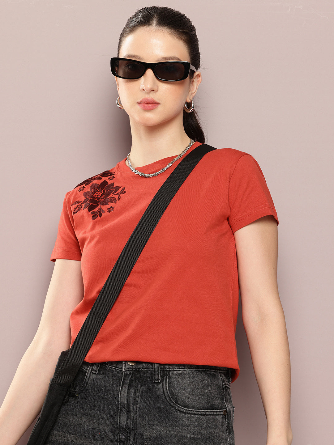 Womens Half Sleeve Round Neck Printed Regular Fit Tshirts